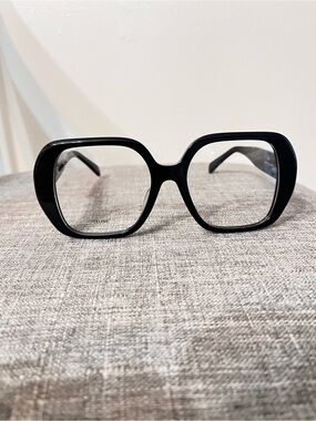 Celine Black Oversized Square Glasses with Clear Lenses